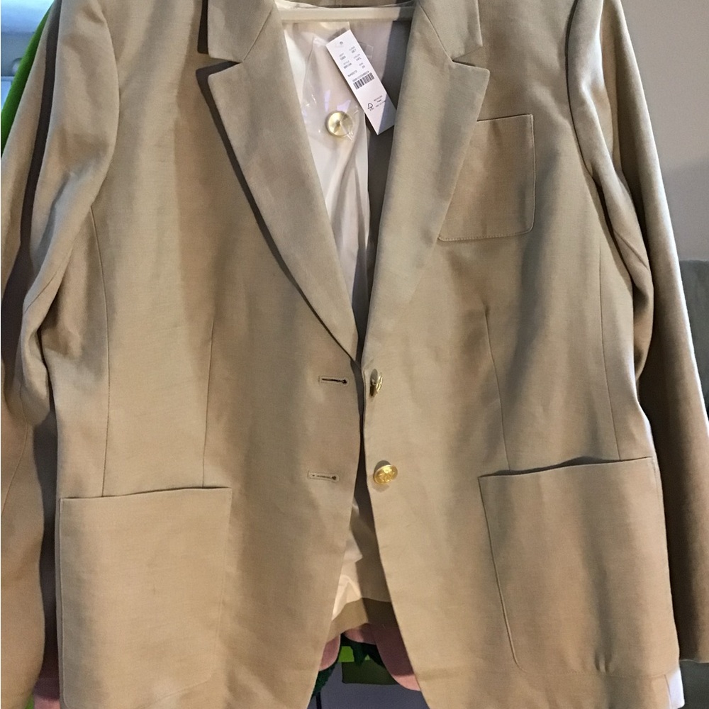 J Crew Classic Linen Blend Tan Blazer size 20